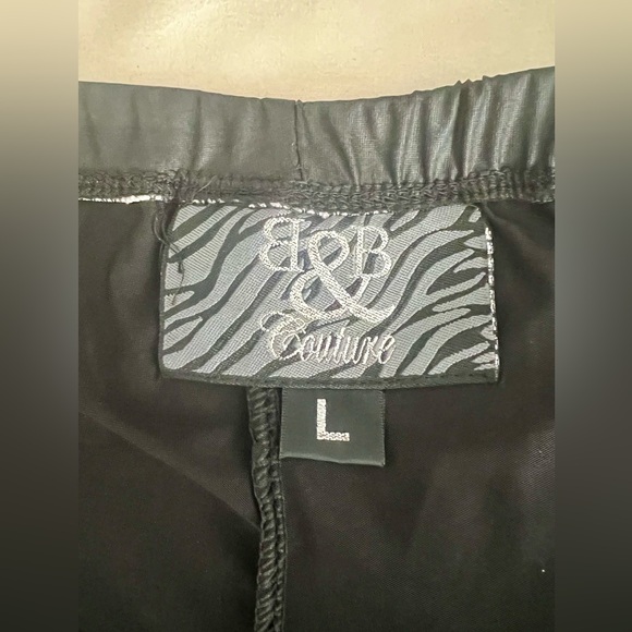 B&B COUTURE Black Contrast Leggings L - Picture 3 of 6